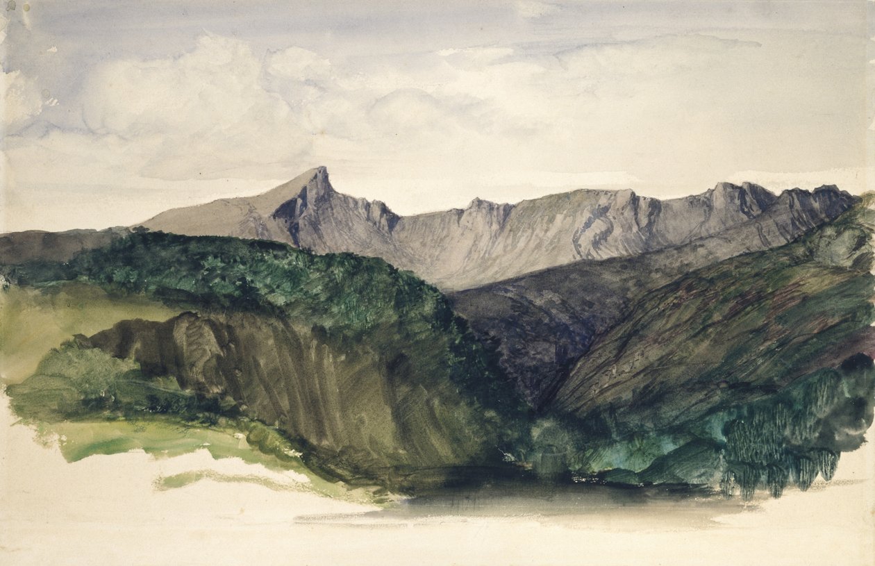 Studium odległego pasma gór, 1860 (akwarela na papierze) autorstwa William Dyce