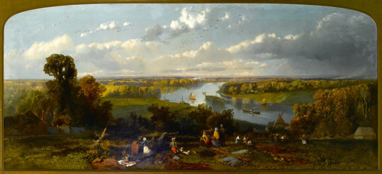 Piknik na Richmond Hill z widokiem na Tamizę, Surrey autorstwa William E. Jones