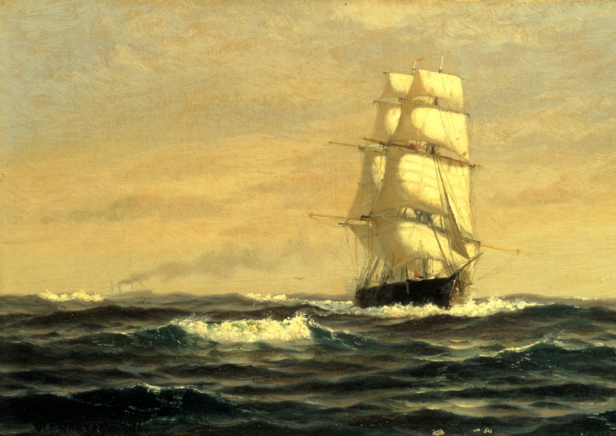Żaglowiec przy wybrzeżu Maine, 1876 r. autorstwa William E. Norton