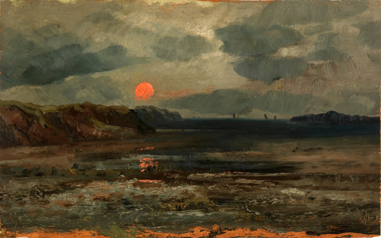 Wschód słońca nad wodami rybackimi -- Maine, ca. 1880. autorstwa William E. Norton