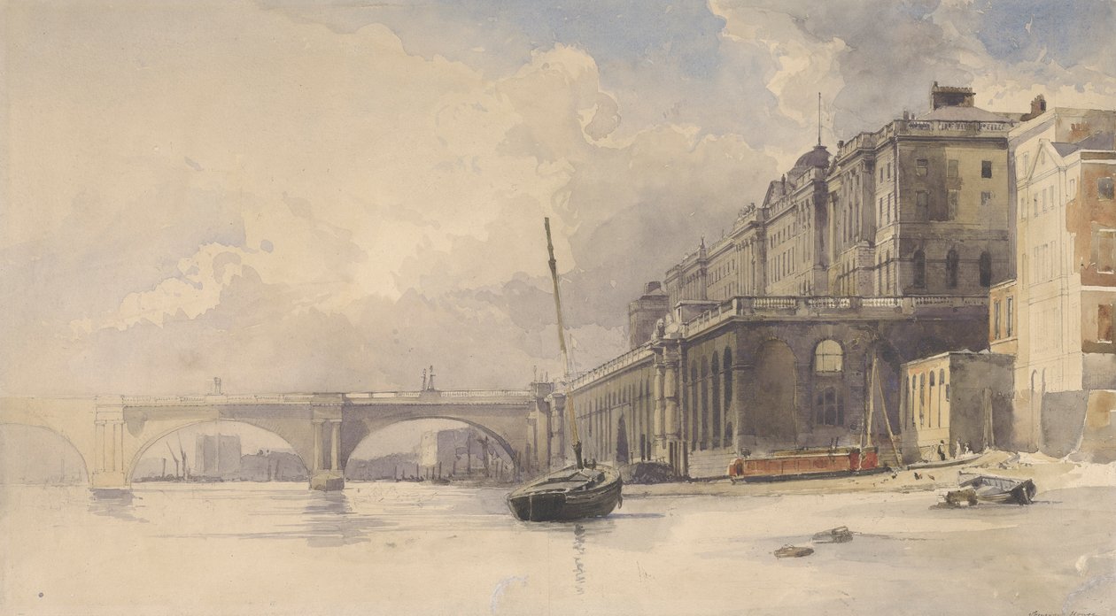 Somerset House i Waterloo Bridge autorstwa William Edward Dighton