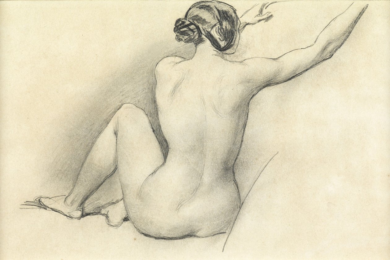 Siedzący akt (ołówek na papierze) autorstwa William Edward Frost
