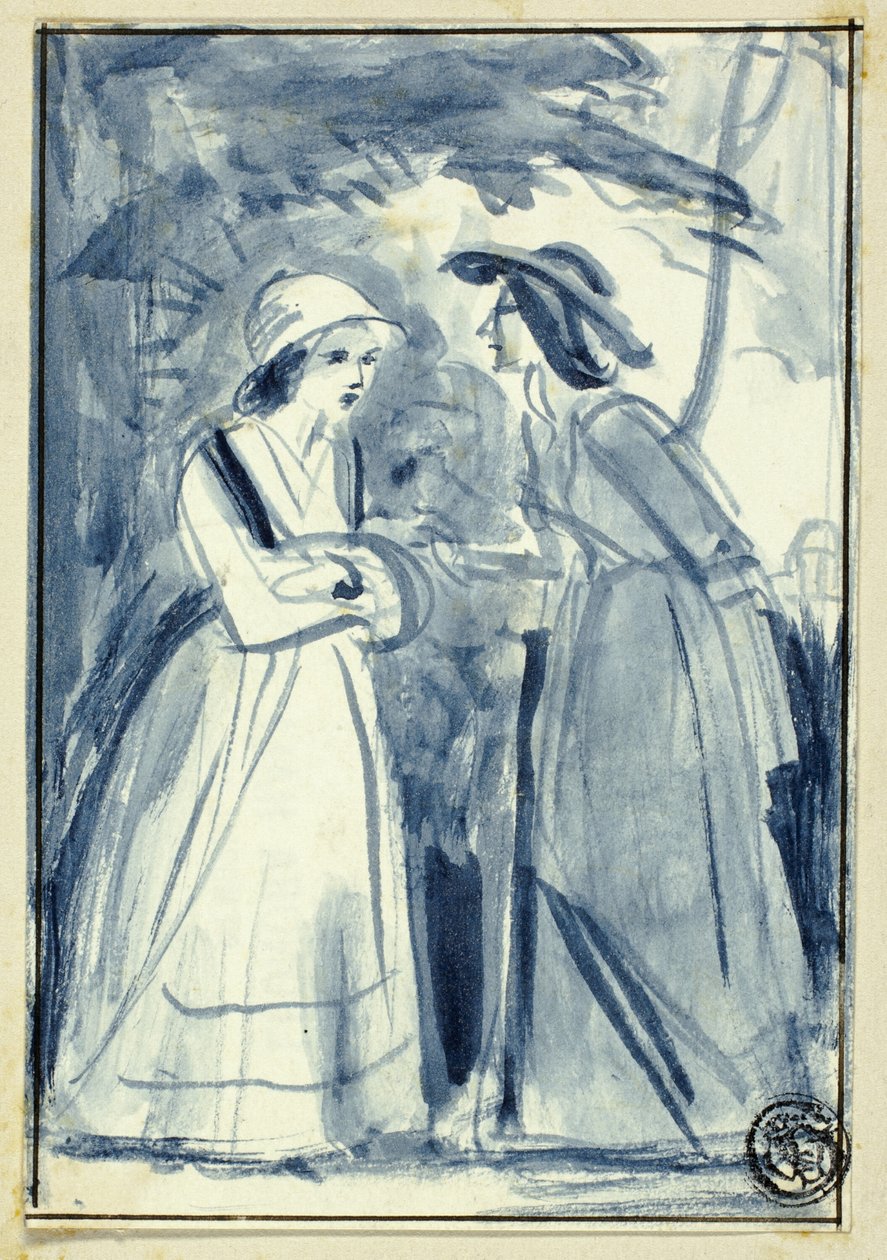 Dwie kobiety w stroju z końca XVIII wieku autorstwa William Edward Frost