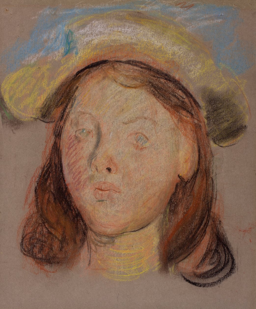 Głowa dziewczyny (węgiel drzewny i pastel na papierze) autorstwa William Edward Stott