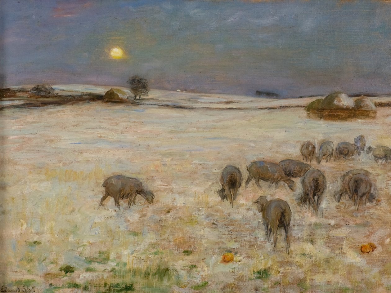 Owca w śniegu (olej na płótnie) autorstwa William Edward Stott