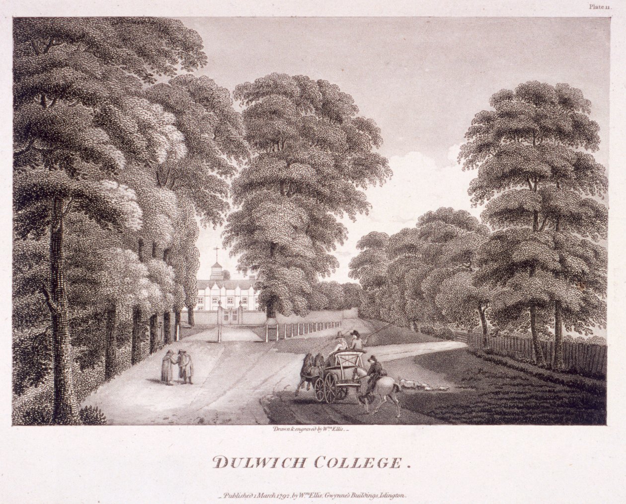 Dulwich College, Camberwell, Londyn, 1792 autorstwa William Ellis