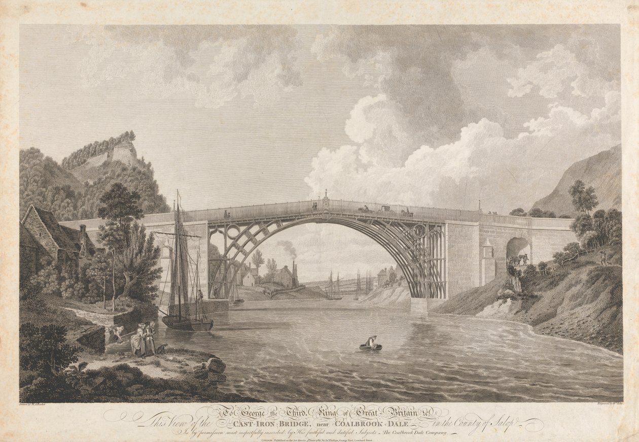 Widok na most żeliwny w pobliżu Coalbrookdale autorstwa William Ellis