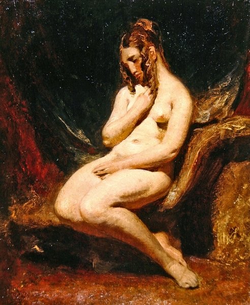 Akt kobiecy z boku (olej na tartaku) autorstwa William Etty