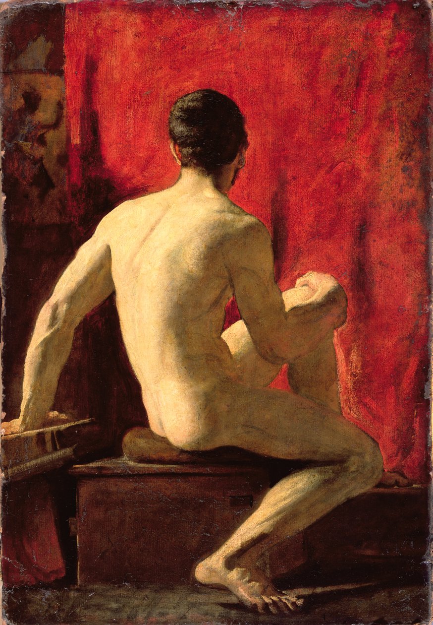 Model mężczyzny siedzącego (olej na płycie pilśniowej) autorstwa William Etty