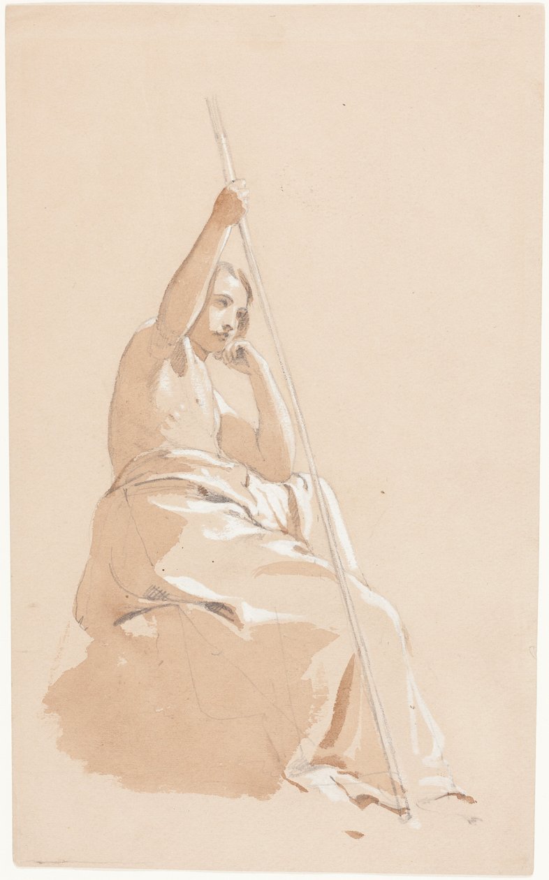 Siedzący młodzieniec z laską autorstwa William Etty