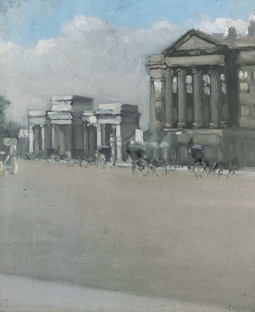 Hyde Park Corner we mgle autorstwa William Evelyn Osbourne