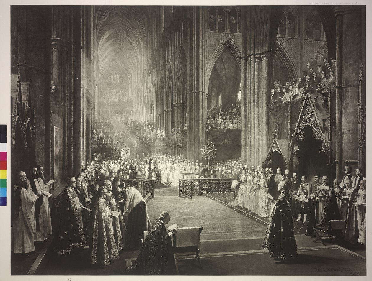 Ceremonia 50. rocznicy objęcia tronu przez królową Wiktorię w Opactwie Westminsterskim 21.6.1887 r. autorstwa William Ewart Lockhart