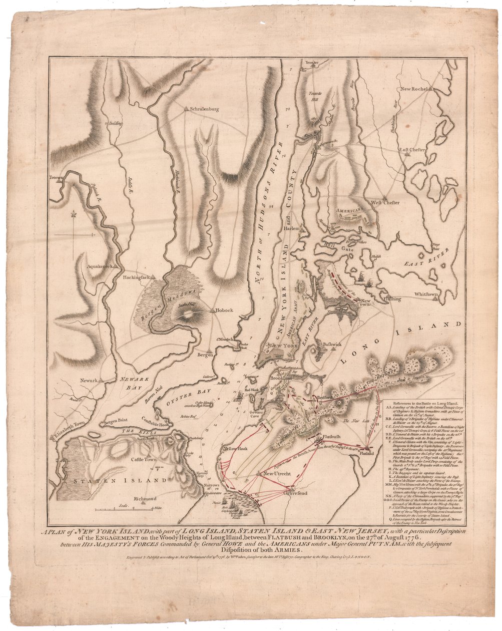 Plan wyspy Nowy Jork autorstwa William Faden
