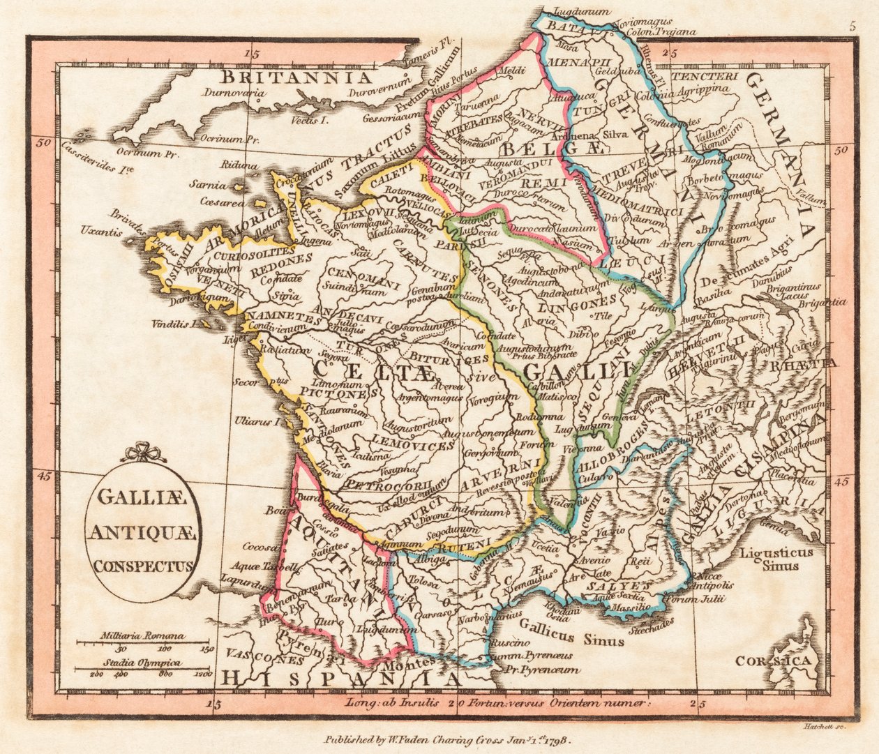 Starożytna Galia. Mapa. autorstwa William Faden
