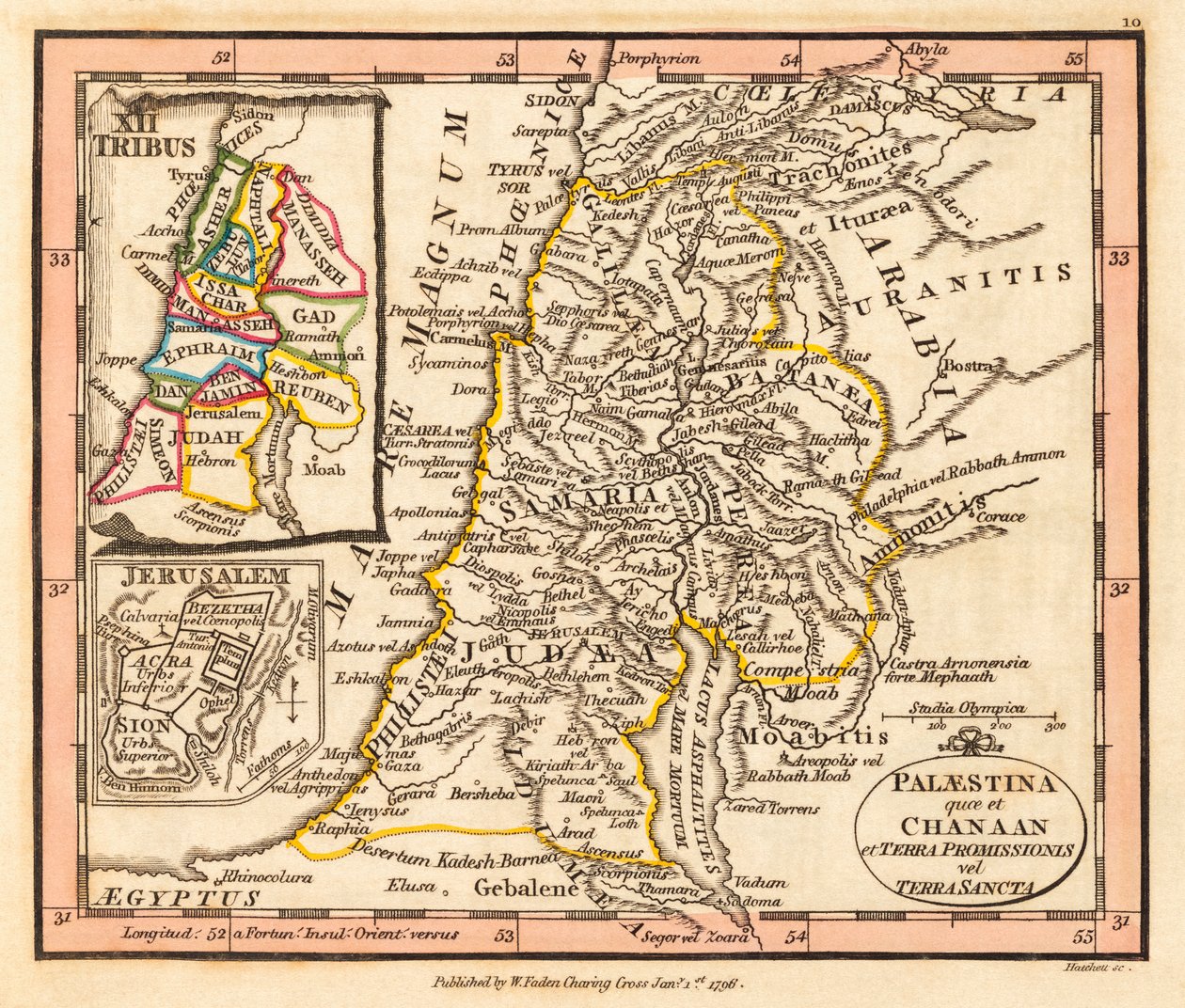 Palestyna. Mapa autorstwa William Faden