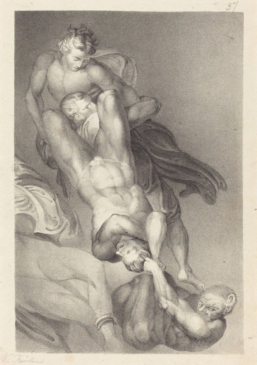 Część Sądu Ostatecznego od Michała Anioła autorstwa William Fairland after John Flaxman