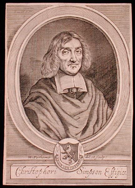 Portret Christophera Simpsona (ok. 1605-69) (grawerowanie) autorstwa William Faithorne