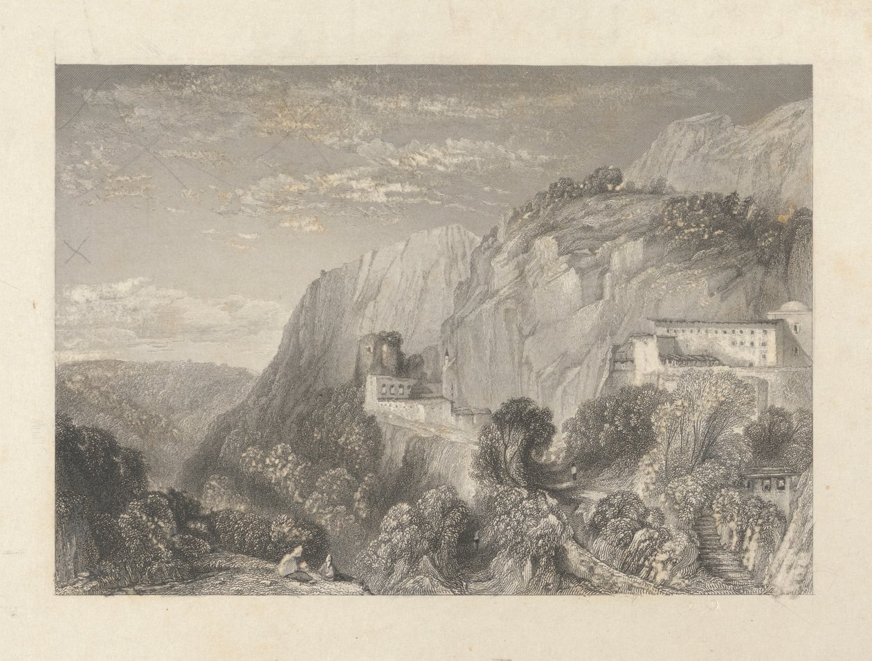 Mount Lebanon i klasztor św. Antonia autorstwa William Finden