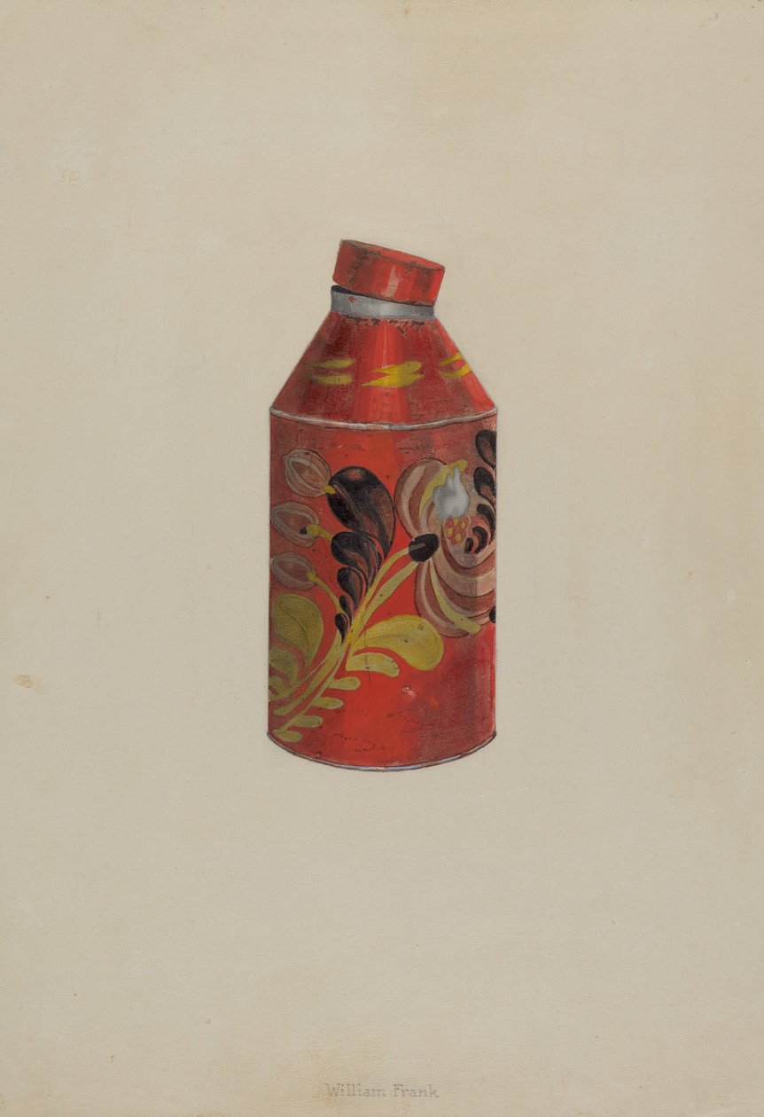Pojemnik na herbatę Toleware, ok. 1900 r. 1938. autorstwa William Frank