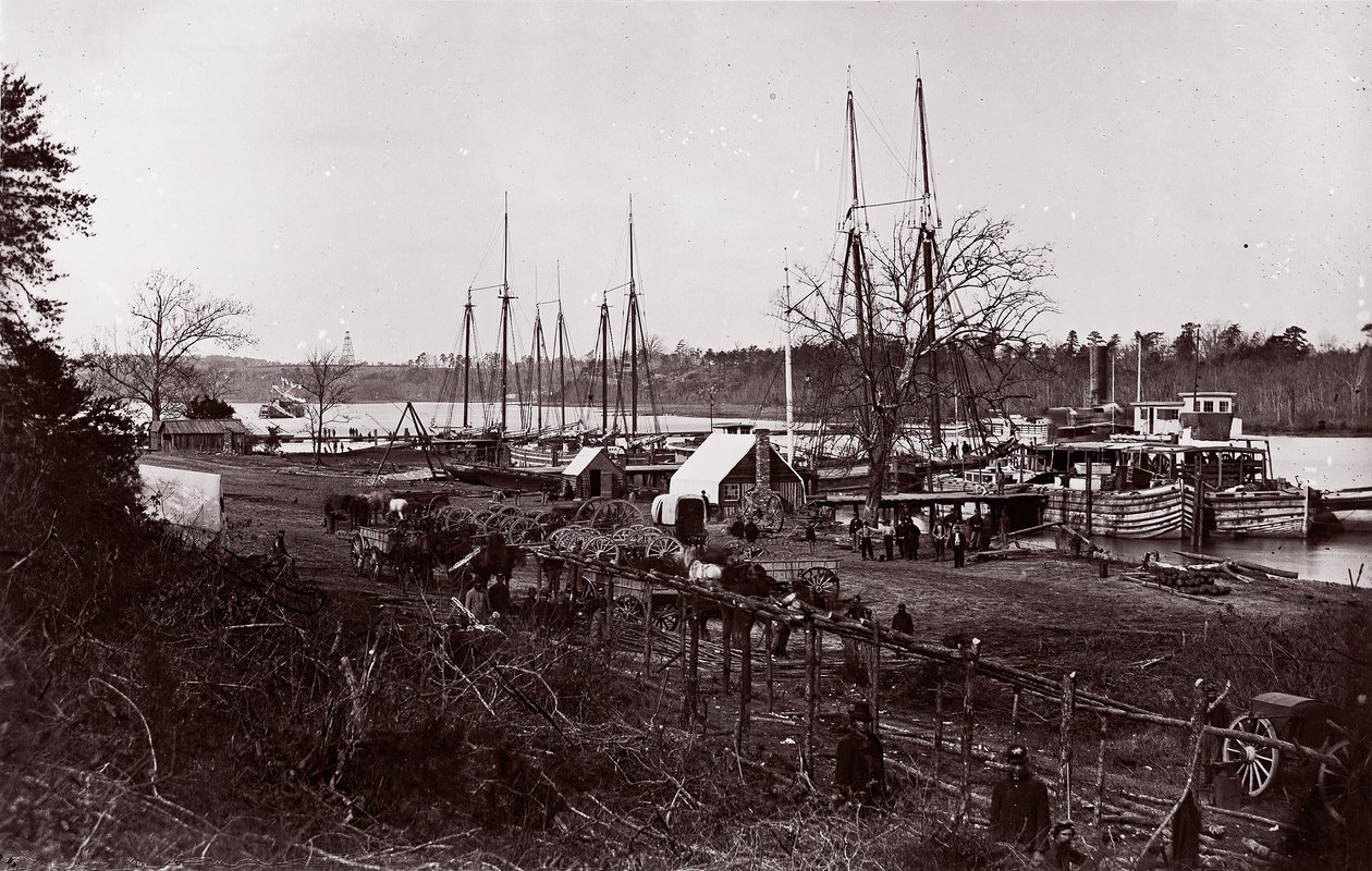 Lądowanie na Broadwayu, rzeka Appomattox, 1864. autorstwa William Frank Browne