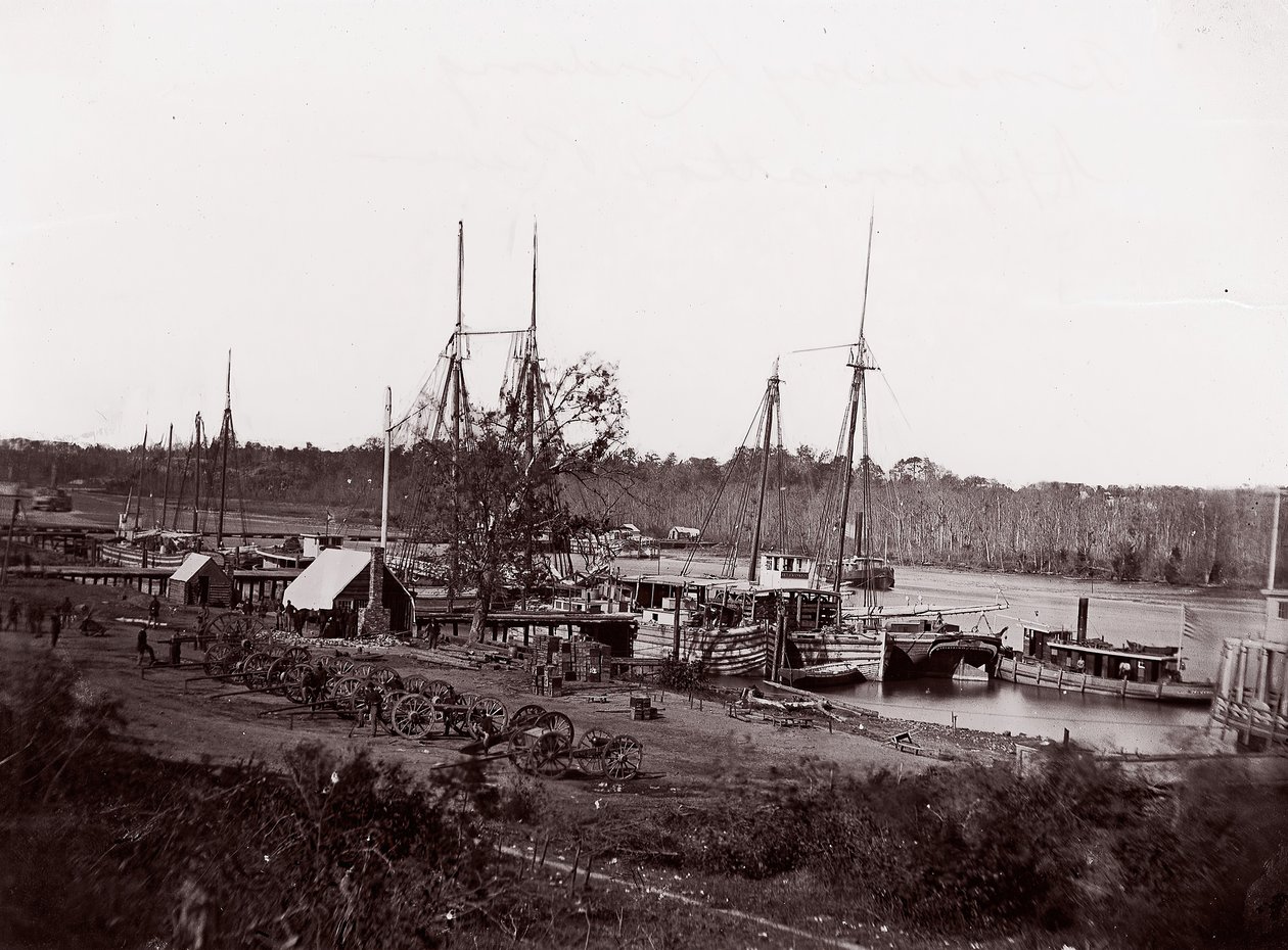 Lądowanie na Broadwayu, rzeka Appomattox, 1864. autorstwa William Frank Browne
