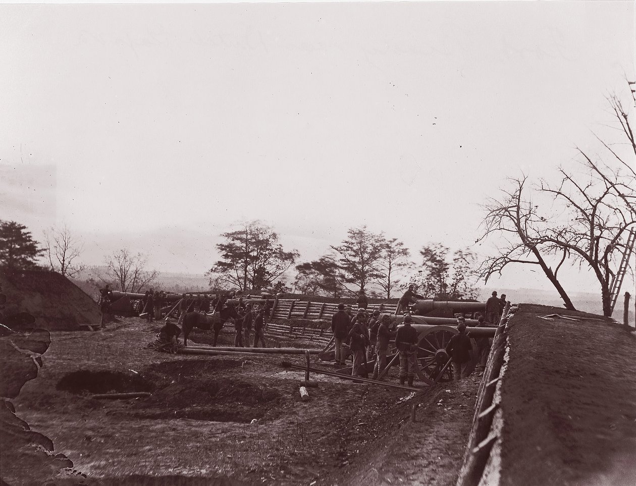 W pobliżu Dutch Gap w Wirginii. Fort Brady, ca. 1865. autorstwa William Frank Browne