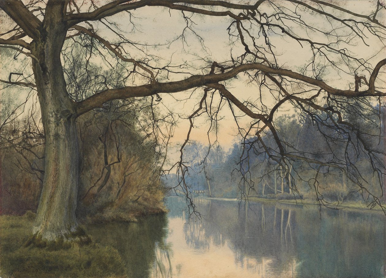 Wielkie drzewo nad brzegiem rzeki, 1892 autorstwa William Fraser Garden