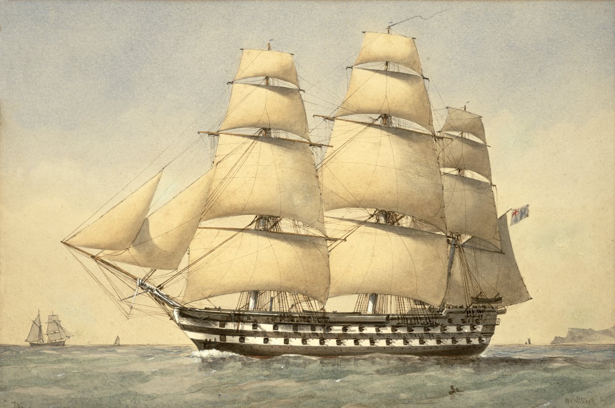 HMS Bellerophon u wybrzeży, 1875 autorstwa William Frederick Mitchell