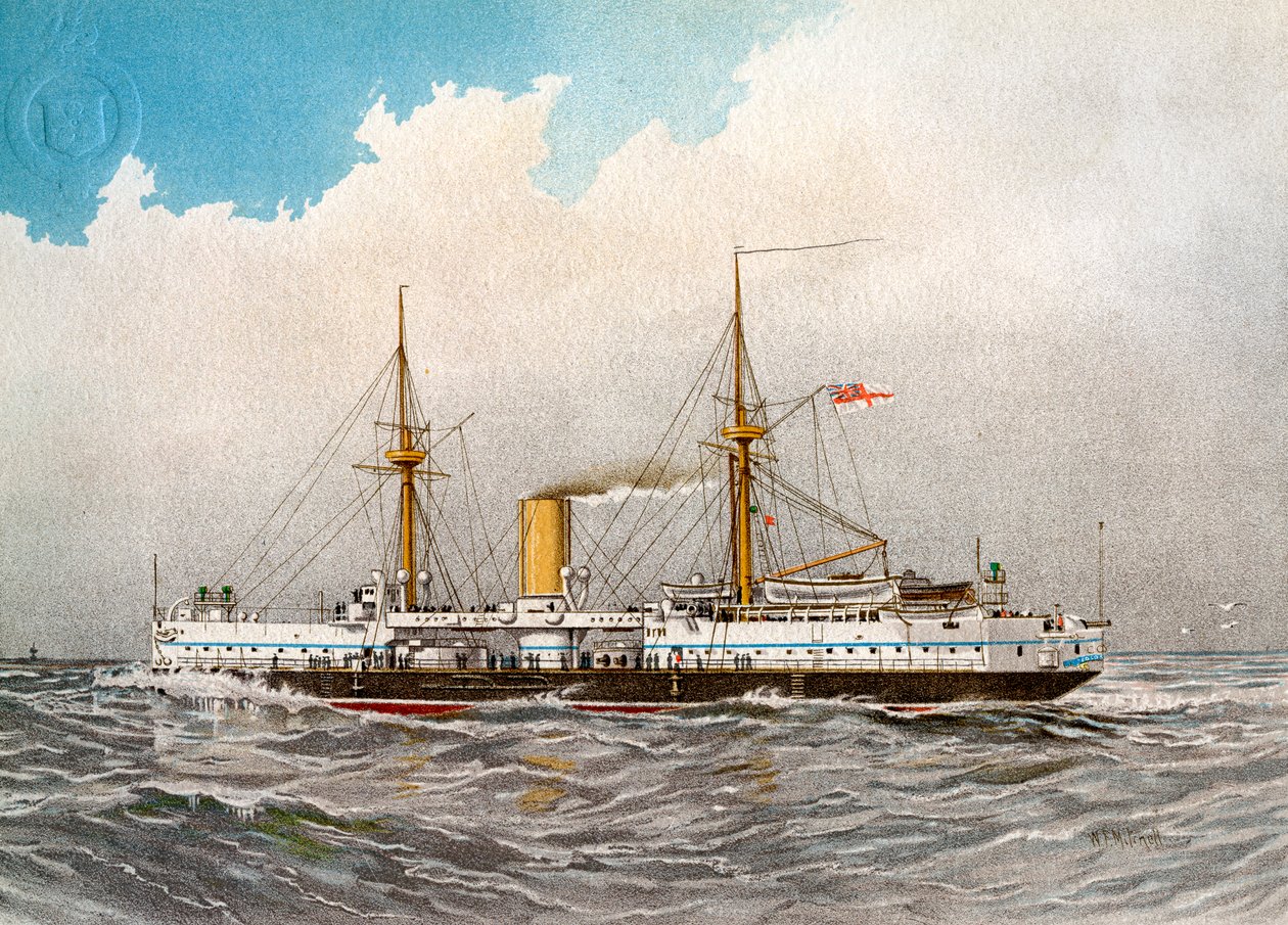 HMS Colossus, pancernik Royal Navy 2. klasy, c1890-c1893 autorstwa William Frederick Mitchell
