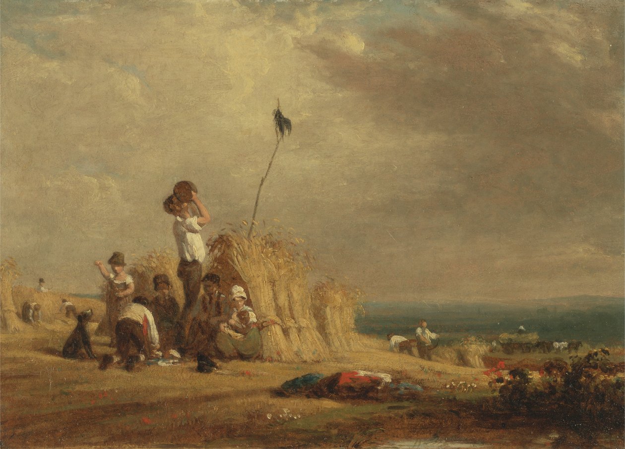 Odpoczynek południowy, żniwa (olej na pokładzie) autorstwa William Frederick Witherington