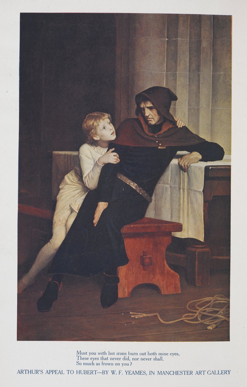 Apel Artura do Huberta - autorstwa W.F. Yeamesa, w galerii sztuki w Manchesterze". Młody książę Anglii Artur i jego strażnik Hubert w więzieniu w Rouen we Francji. autorstwa William Frederick Yeames