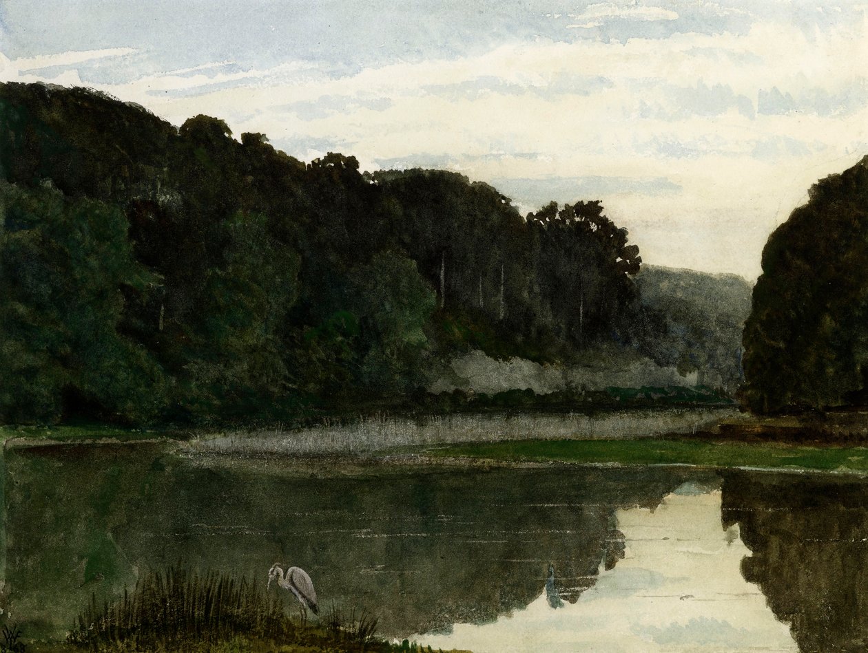 Krajobraz z czaplą, 1868 autorstwa William Frederick Yeames