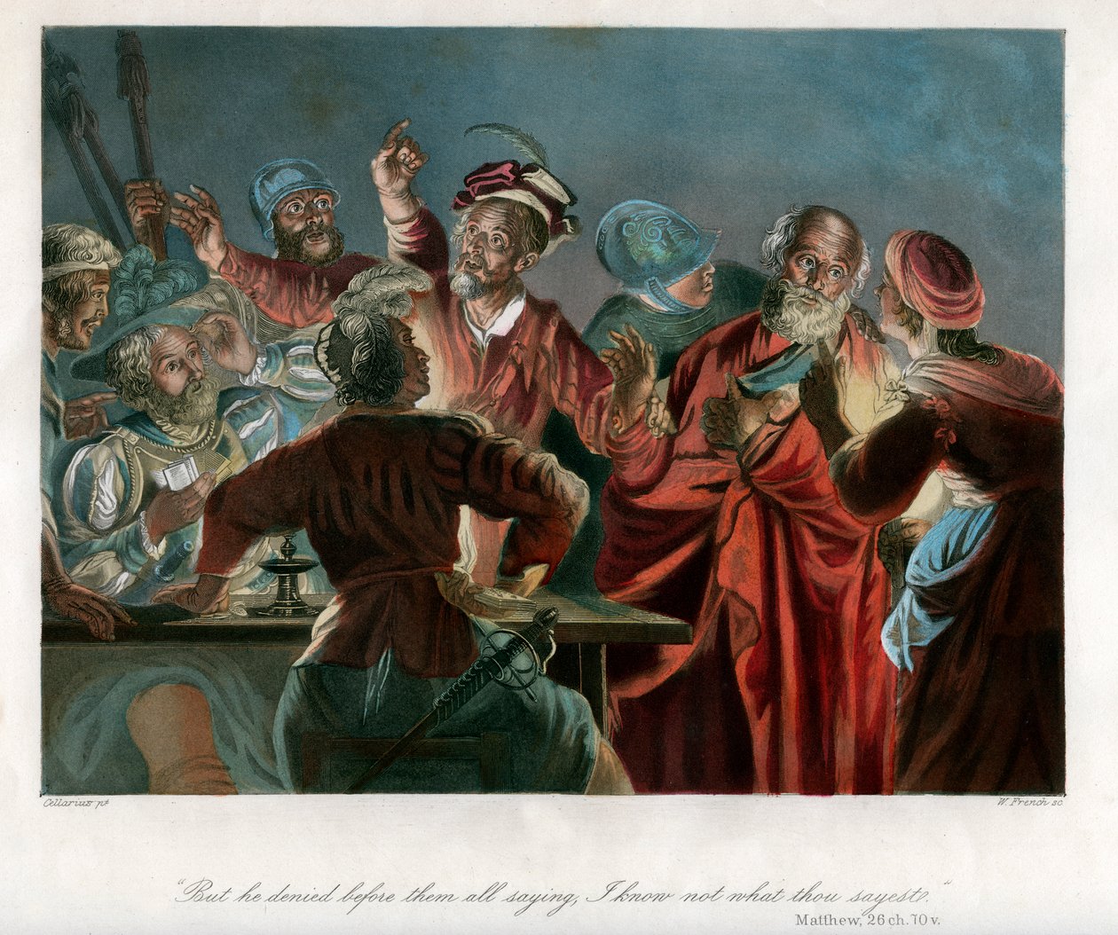 „Ale on zaprzeczył przed nimi wszystkimi, mówiąc: Nie wiem, co mówisz”, ok. 1850 r. autorstwa William French