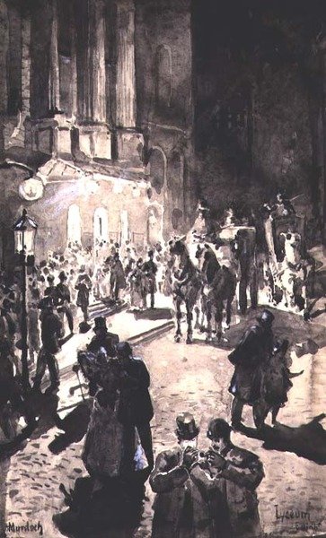The Door of the Lyceum, Edinburgh (atrament i chińska biel) autorstwa William G. Burn Murdoch