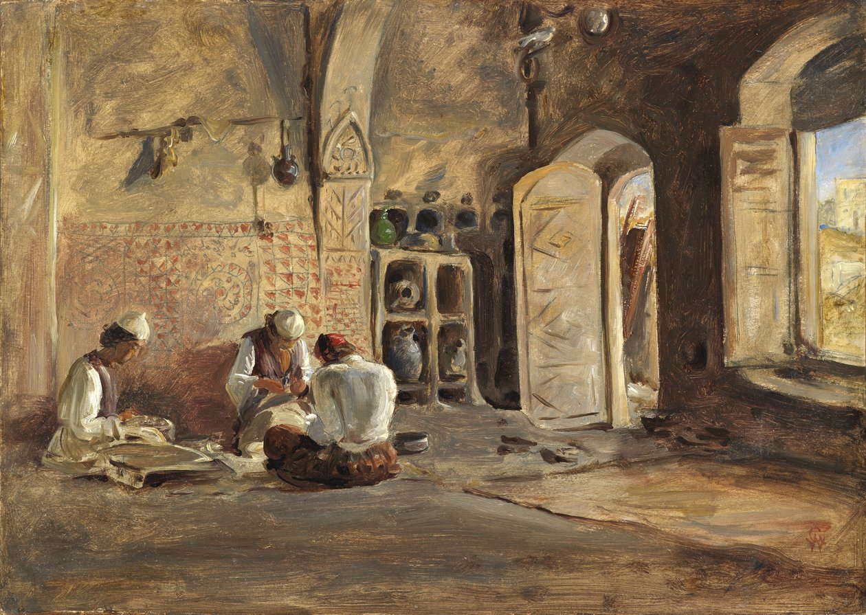 Wnętrze, Algier (olej na papierze nałożony na płótno) autorstwa William Gale