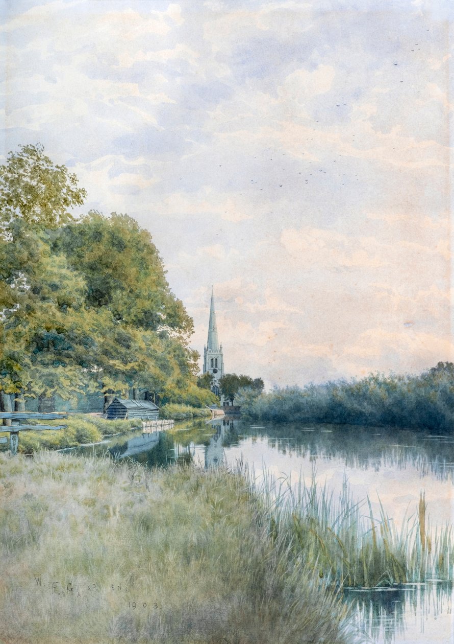 Kościół Wszystkich Świętych ze ścieżki Towpath, Hemingford Grey autorstwa William Garden Fraser