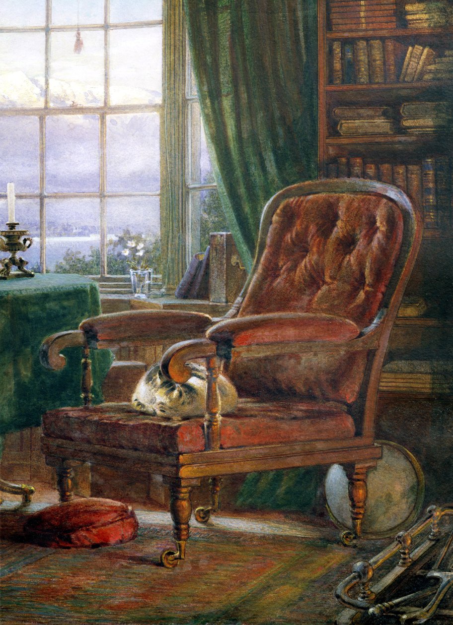 Gabinet Johna Ruskinsa w Brantwood, Cumbria, 1882 wc, szczegół 26629 autorstwa William Gersham Collingwood