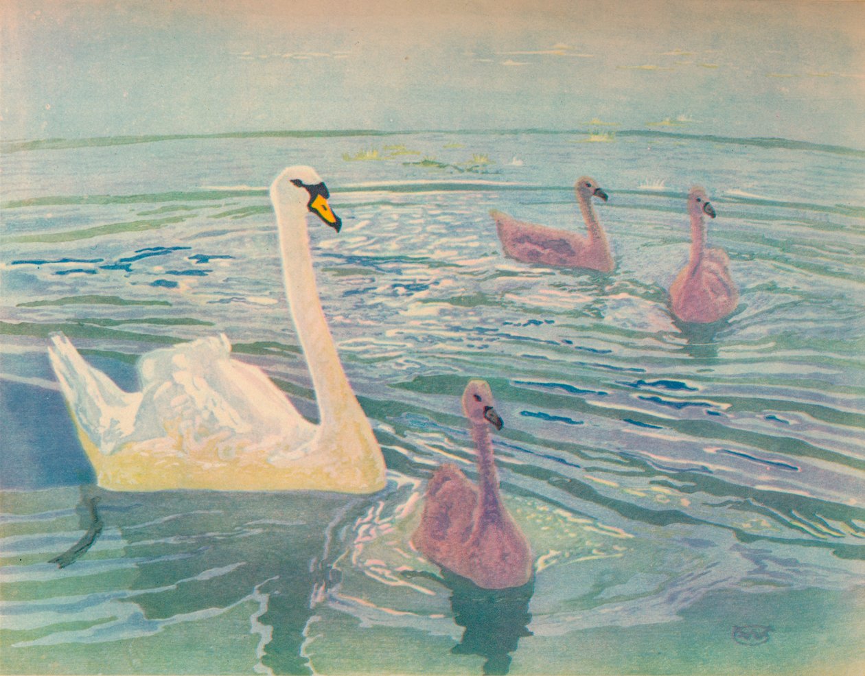 Łabędź i Cygnets, 1911, 1928 autorstwa William Giles