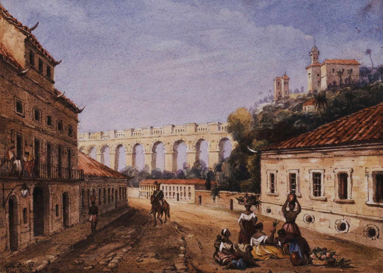 Akwedukt i klasztor św. Teresy, ulica Matacaballos, Rio de Janeiro, autorstwa William Gore Ouseley