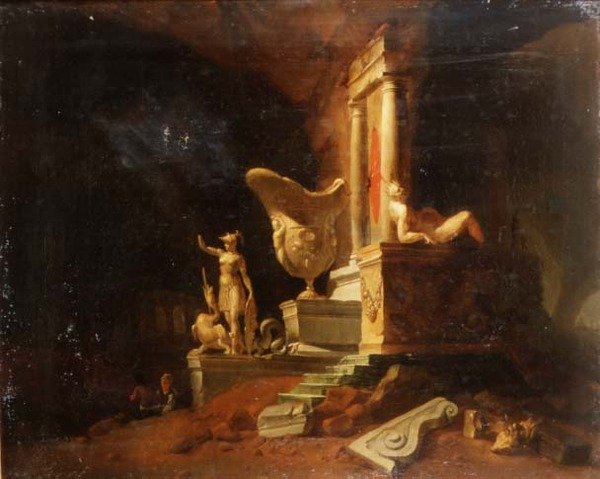 Capriccio ruin i posągów autorstwa William Gowe Ferguson
