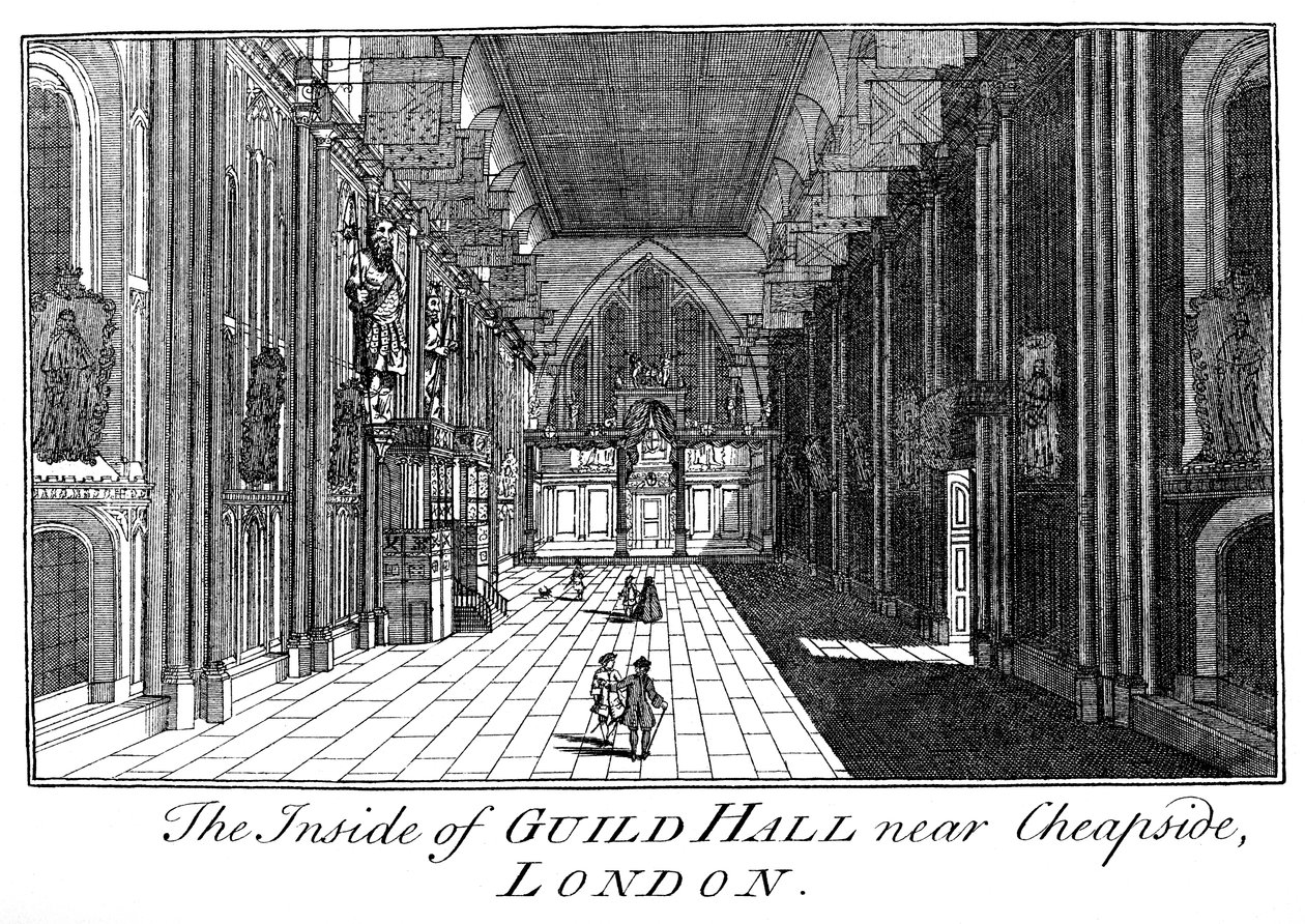 Wnętrze Guild Hall niedaleko Cheapside, Londyn, XVIII wiek 1886. autorstwa William Griggs