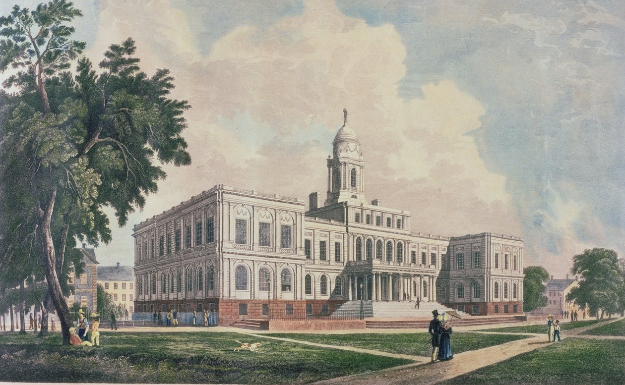 Ratusz, grawerowany, drukowany i kolorowany przez I. Hilla, 1826 autorstwa William Guy Wall