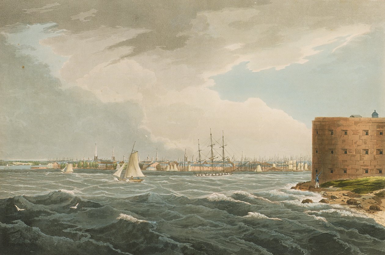Nowy Jork z Governors Island, nr 20 z teki z rzeki Hudson, grawer J. Hill, 1821-25 autorstwa William Guy Wall