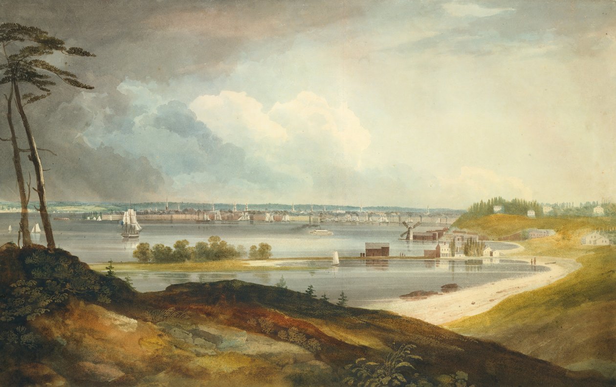 Nowy Jork ze Wzgórz koło Brooklynu, ok. 650 m 1820-23. autorstwa William Guy Wall