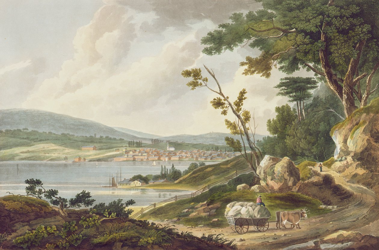 Newburg, nr 14 z Hudson River Portfolio, rycina J. Hill, 1821-25 autorstwa William Guy Wall