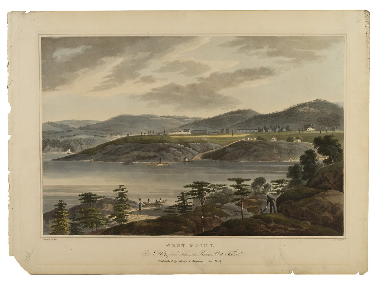 West Point, nr 16 na rzece Hudson Port-Folio, grawerowane przez I. Hilla, bez daty autorstwa William Guy Wall