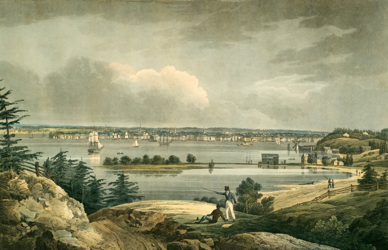 نیویارک له هایټس څخه بروکلین ته نږدې، پب. 1828 (د لاسي رنګ نقاشي) پولي autorstwa William Guy after Wall