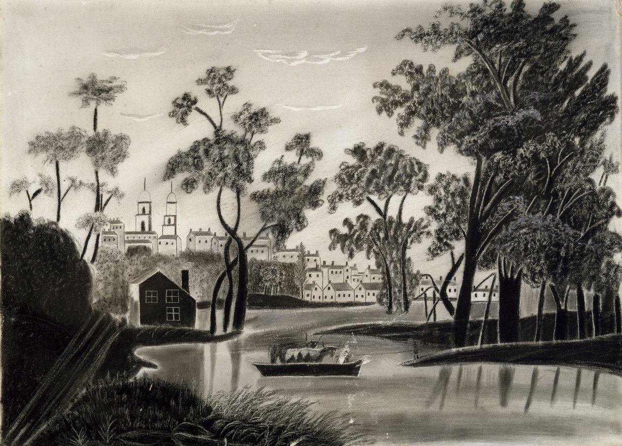 Scena pastoralna, prawdopodobnie 1825-1850 (grafit na papierze ściernym) autorstwa William Guy after Wall