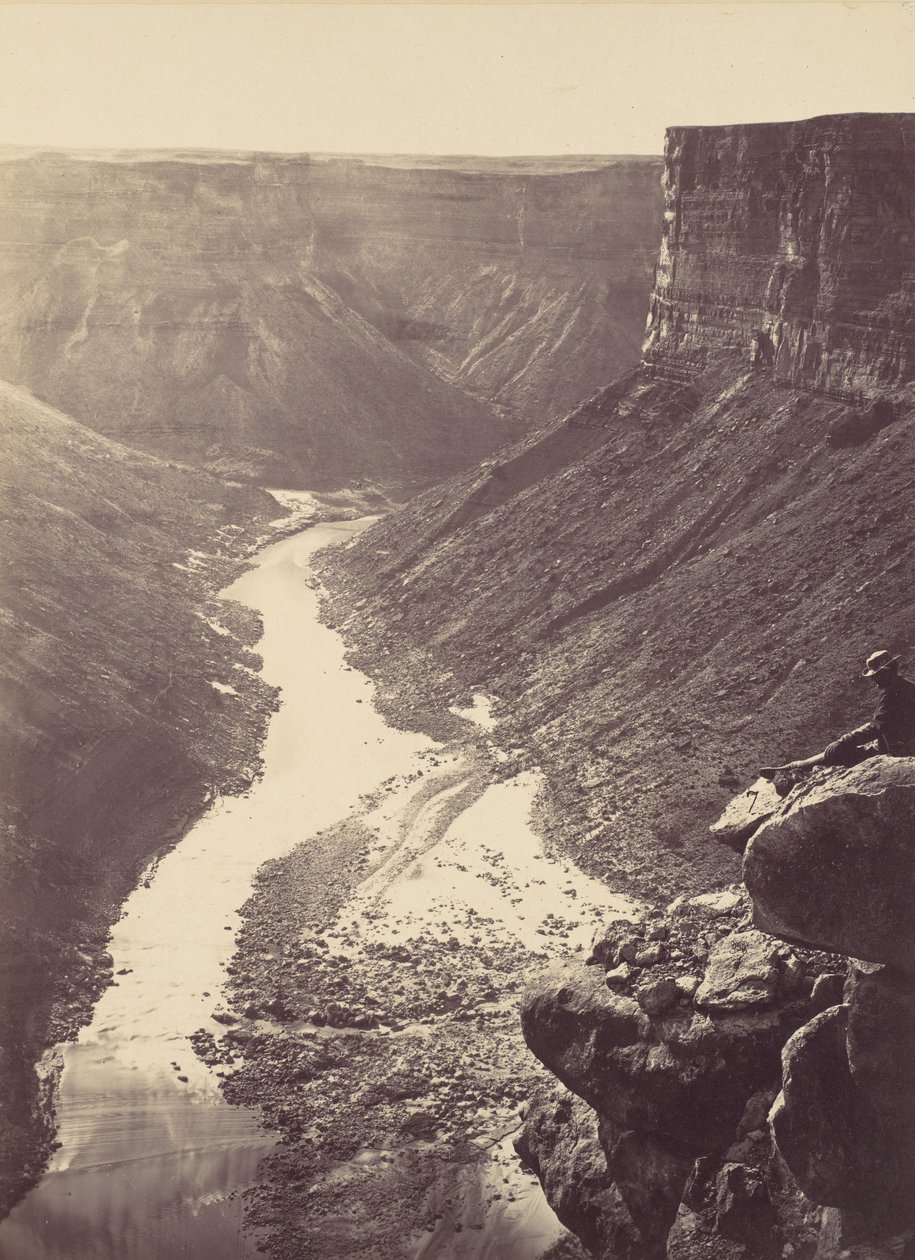 Wielki Kanion, rzeka Kolorado, niedaleko Paria Creek, patrząc na zachód, 1872. autorstwa William H. Bell