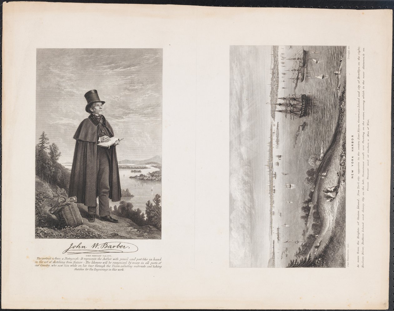 A. John W. Barber; B. New York Harbor, c.1849 (grawerowanie) autorstwa William H. Dougal